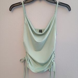 Shein Mint Green Cowl Neck Ruched Side Tank Top